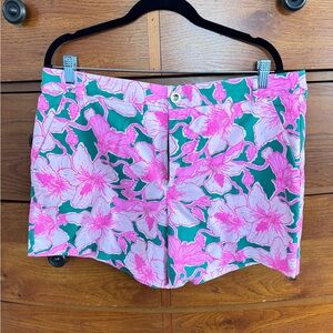 Lilly Pulitzer Pink & Green Floral Stretch Cotton Shorts